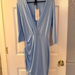 Bobi Soft Blue V-Neck Dress
